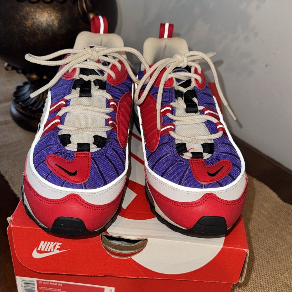 Nike Women Air Max 98 Red and Purple Sneakers